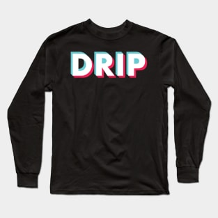 Drip Glitch White Long Sleeve T-Shirt